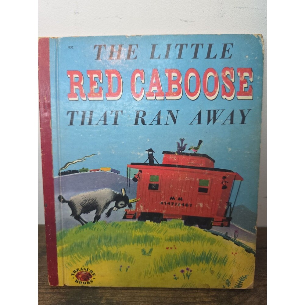 The Little Red Caboose That Ran Away Kid's Hardcover Book 1952 by Wonder Books